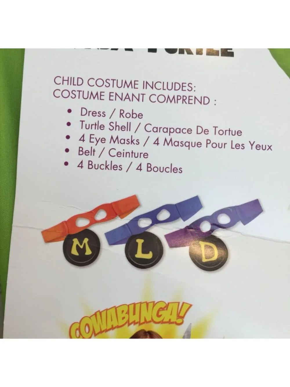 nickelodeon Teenage Mutant Ninja Turtles 4 in 1 Dress Costume Size Medium 7-8